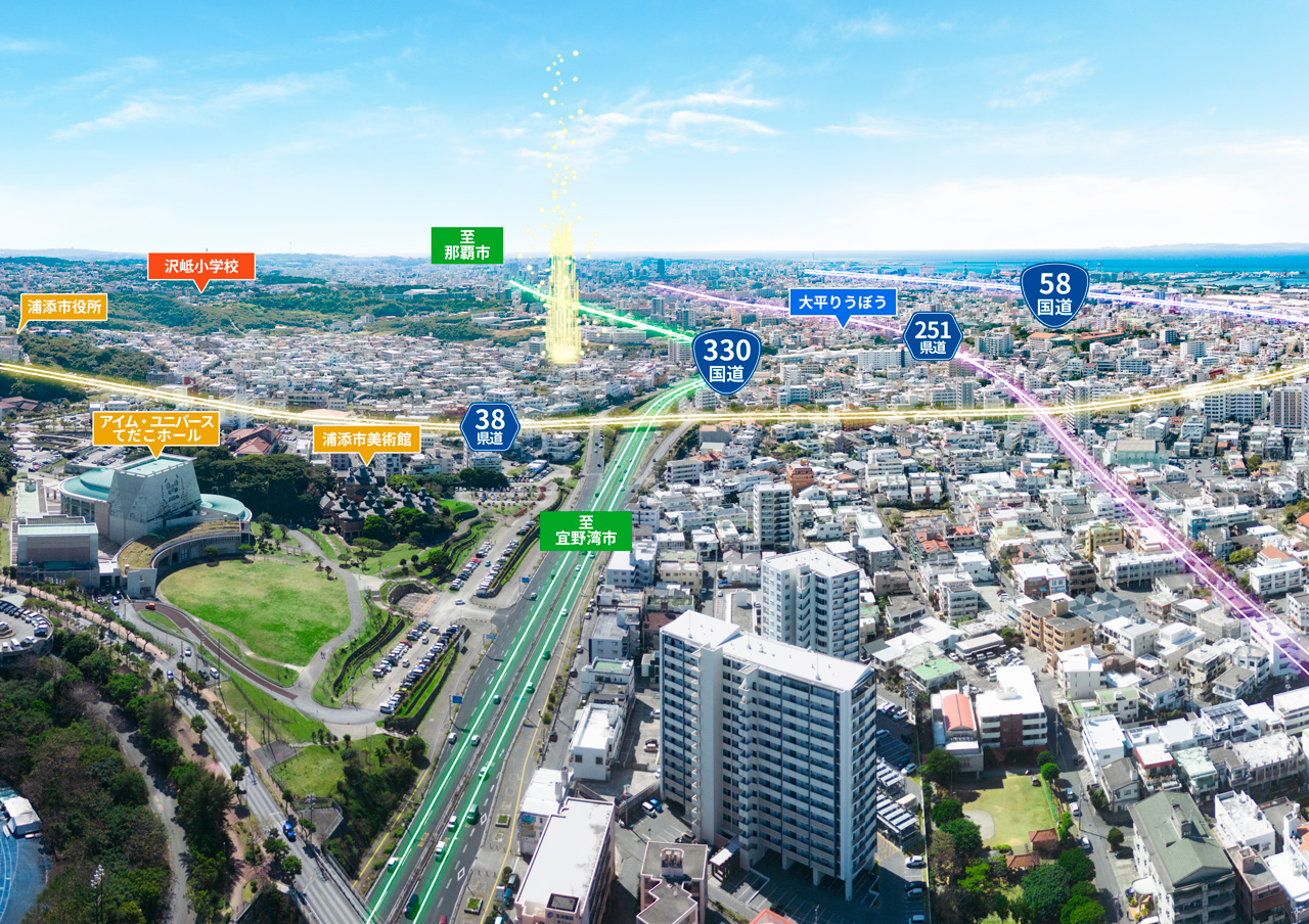 浦添市のロケーションマップ